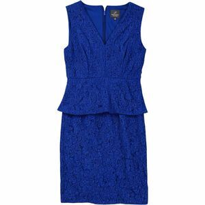 Adrianna Papell Lace Peplum Sheath Dress Petite Size 2 Blue